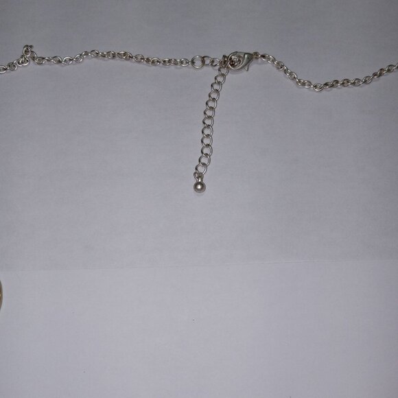 Vintage Long Chain Necklace With Textured Silver & Gold-Tone Discs Art Deco - Picture 3 of 5